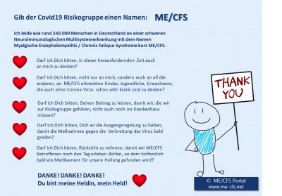 Gib der Covid19 Risikogruppe einen Namen: ME/CFS